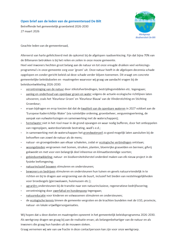 Open brief over groenbeleid
